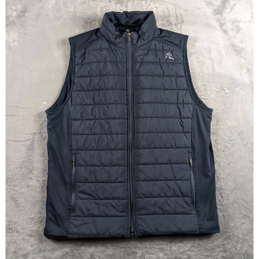 Rhoback Fulton Vest Mens Large Blue Quilted Full Zip Golf Performance READ